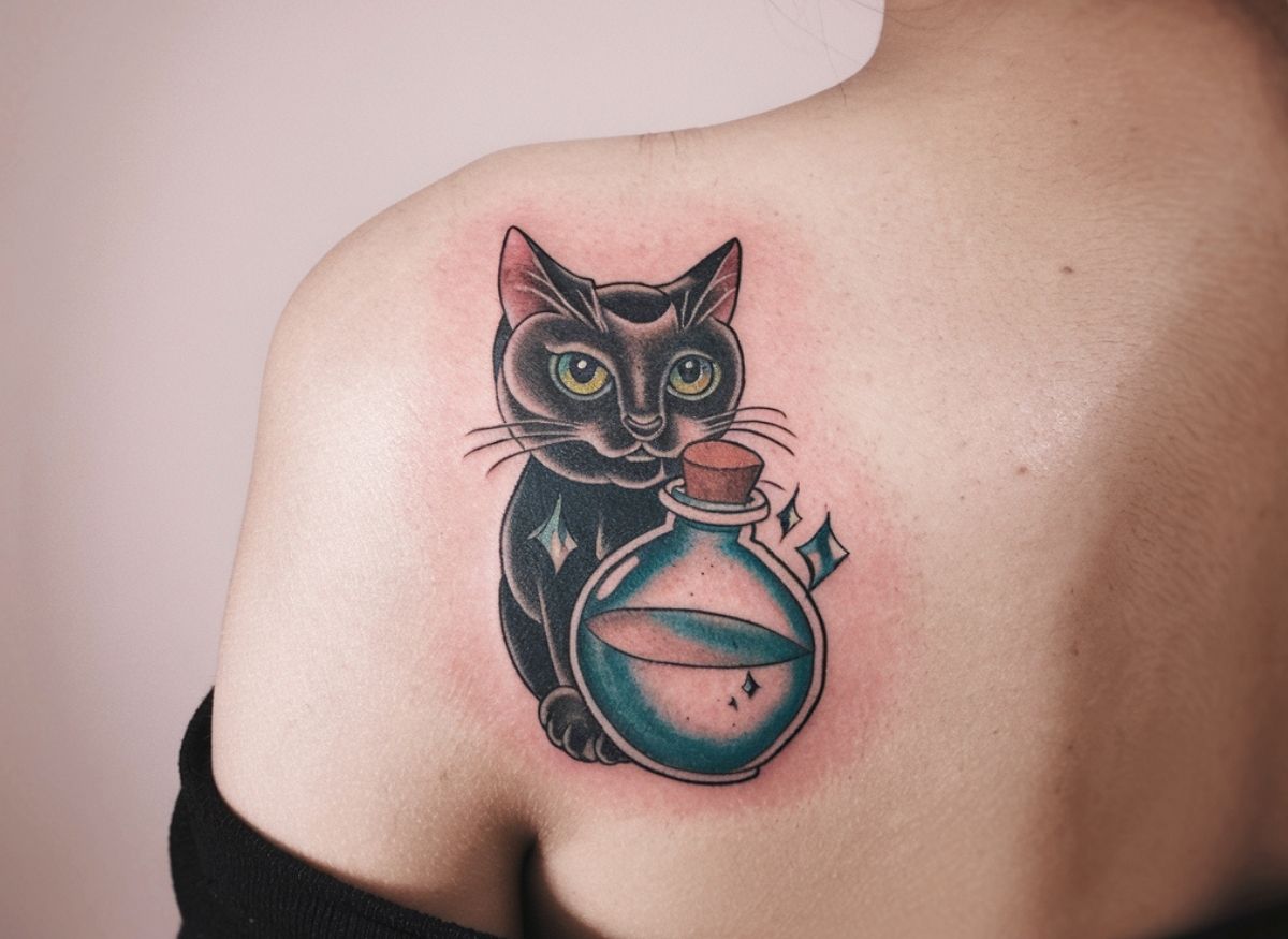 21 Adorable Spooky Black Cat Tattoo Ideas for Women