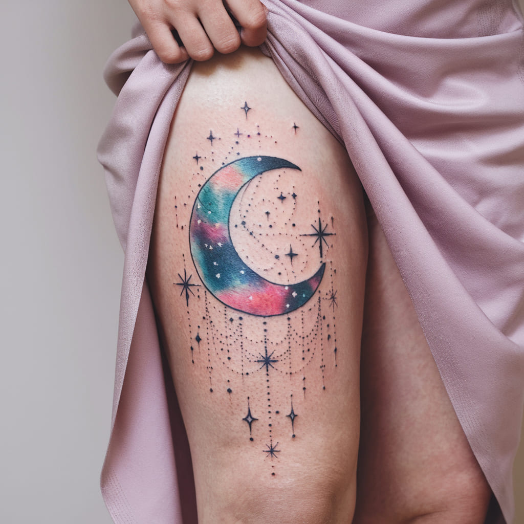 Celestial Moon and Stars