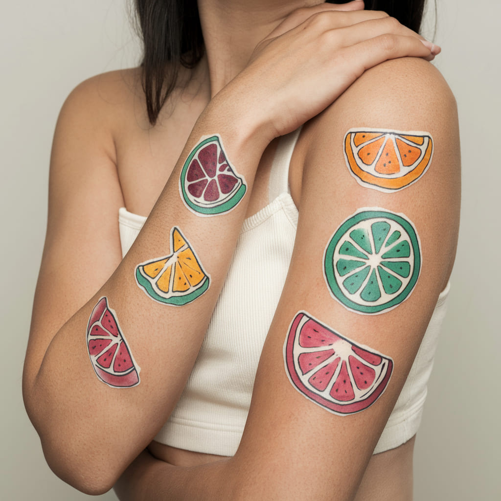 Colorful Fruit Slice Tattoos That Look Like Stickers