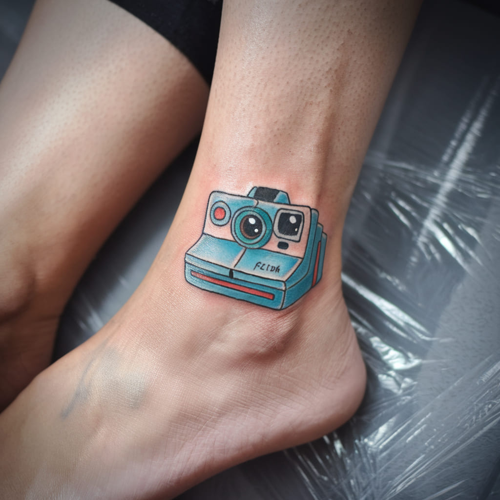 Cute Polaroid Camera on the Ankle