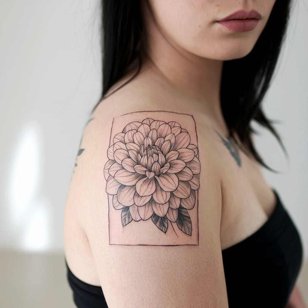 Dahlia in a Frame on the Shoulder Blade