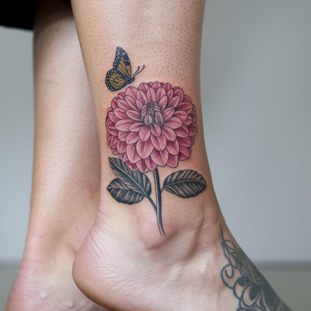 Dahlia with Butterfly on the Ankle