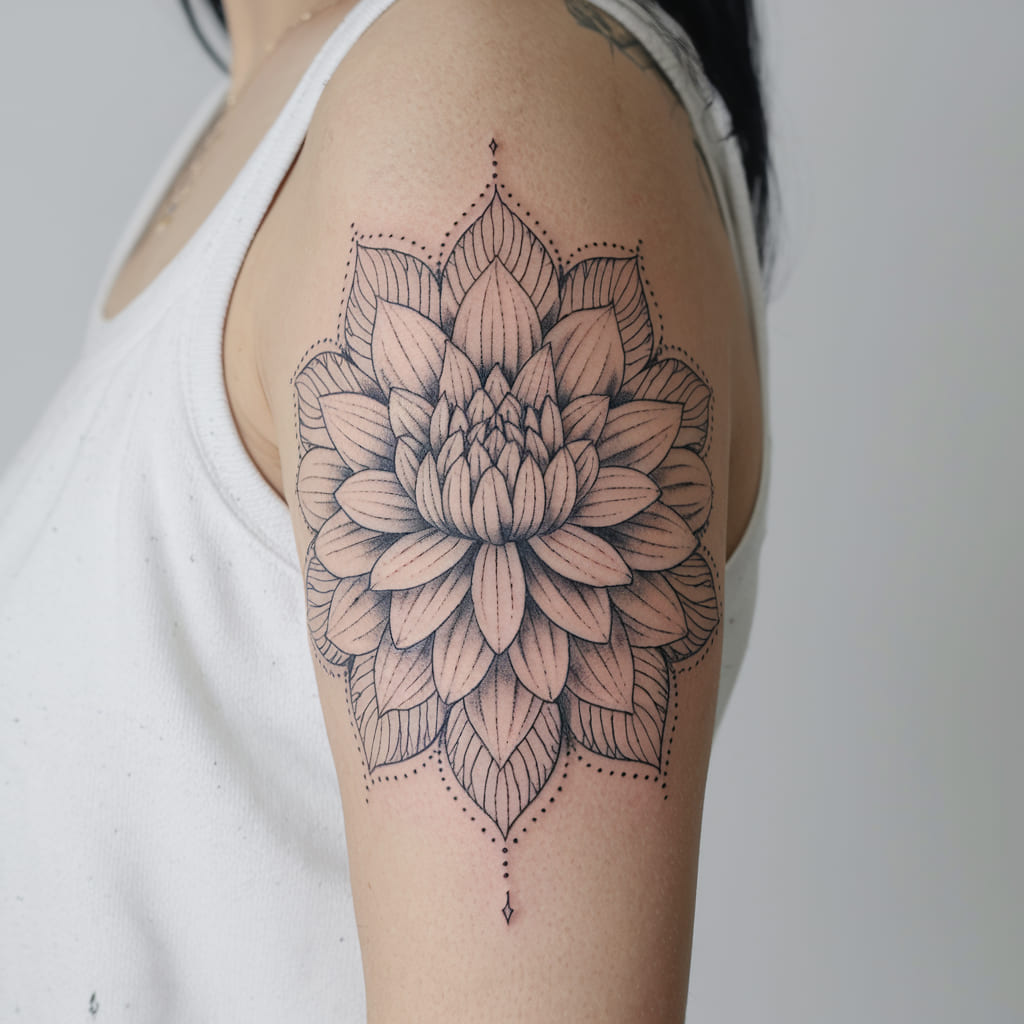 Dahlia with Mandala Petals on the Arm