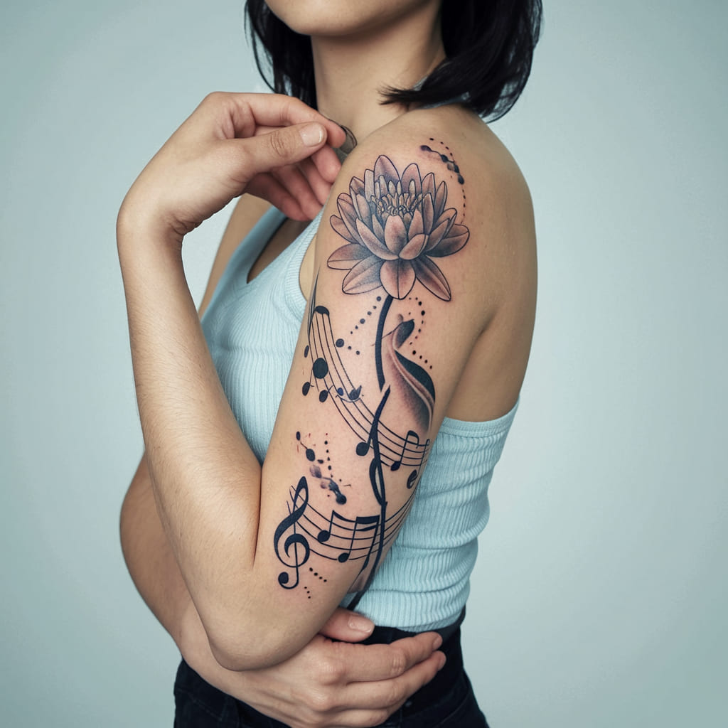 Dancing Water Lily with Music Notes