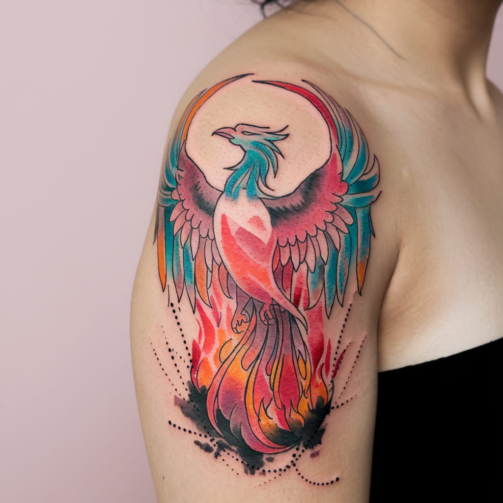 Elegant Watercolor Phoenix