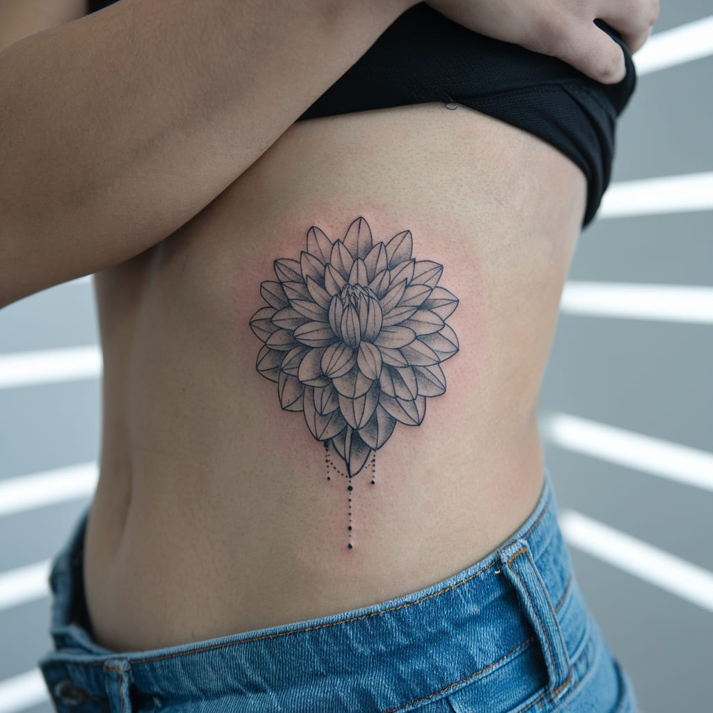 Geometric Dahlia on the Ribcage