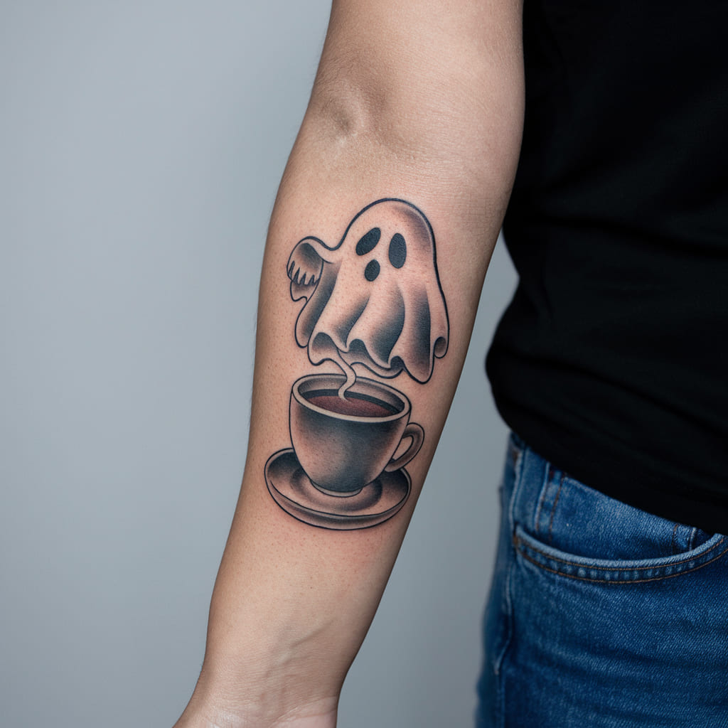 Ghost with a Coffee Cup