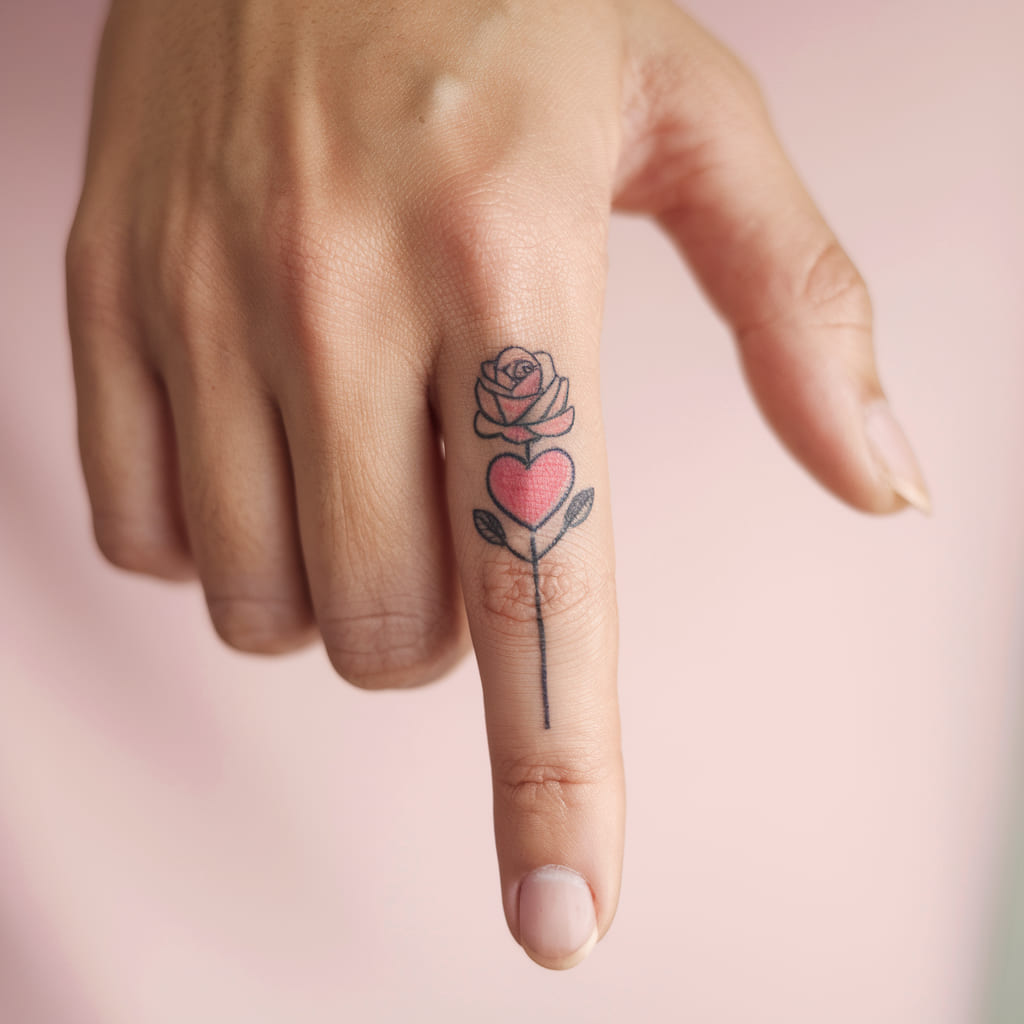 Heart and Rose Stem