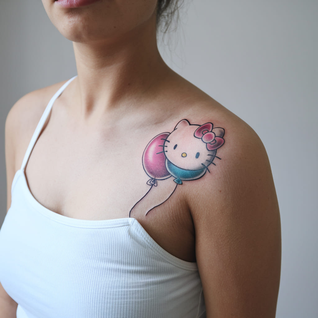 Hello Kitty Balloon on the Shoulder Blade