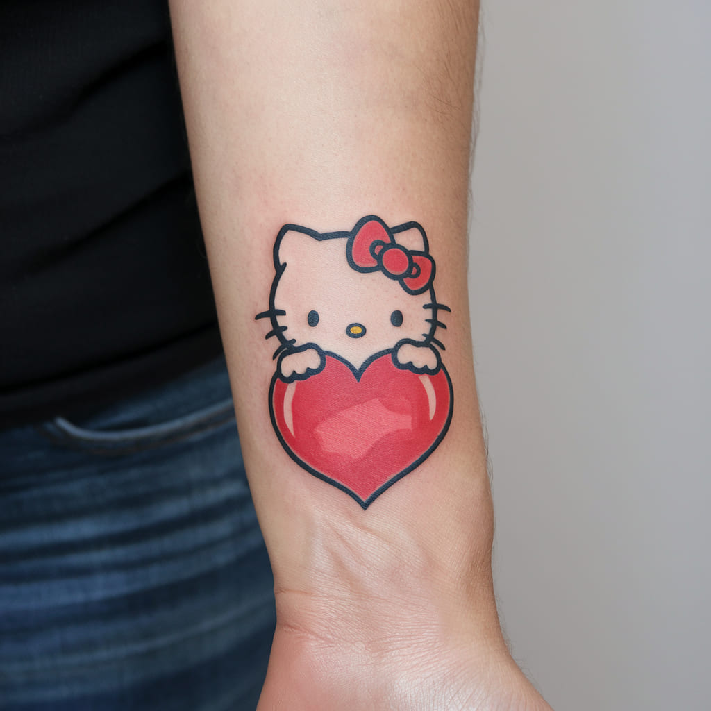 Hello Kitty Peeking Out on the Wrist