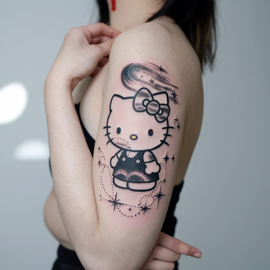 Hello Kitty and a Starry Night on the Forearm