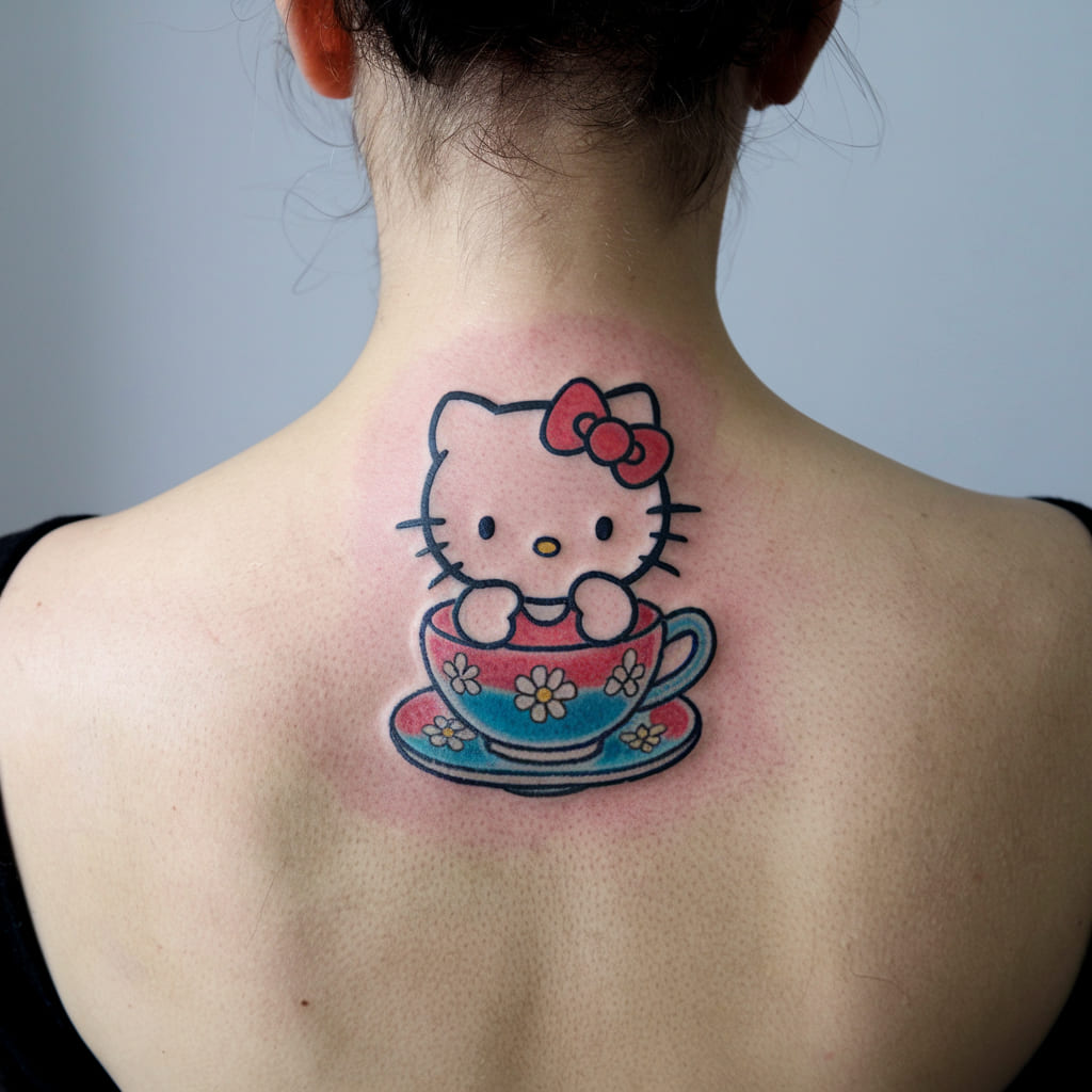 Hello Kitty in a Teacup on the Back