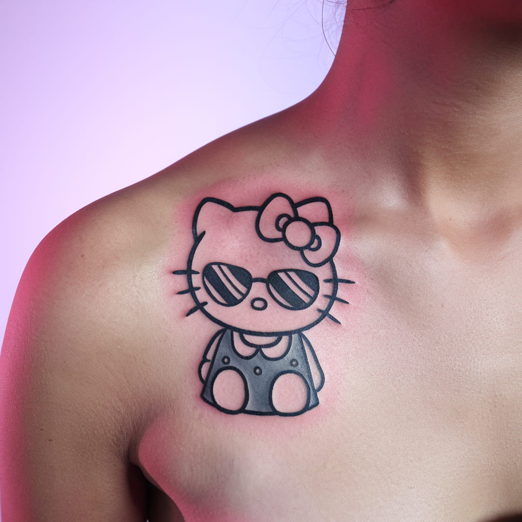 Hello Kitty with Sunglasses on the Collarbone