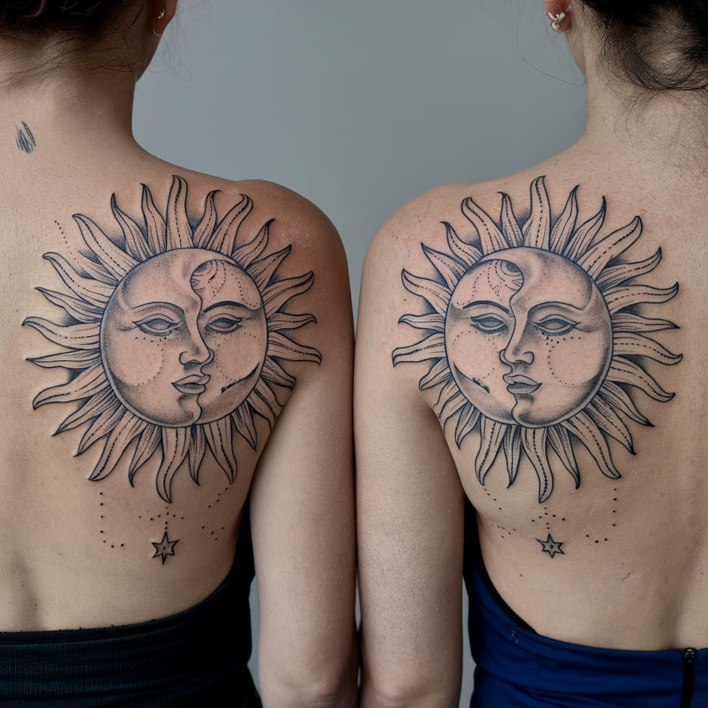 Intricate Sun and Moon Faces