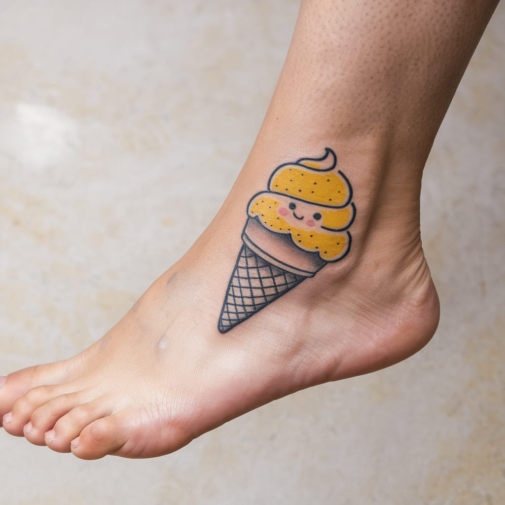 Lemon Ice Cream Cone on the Foot