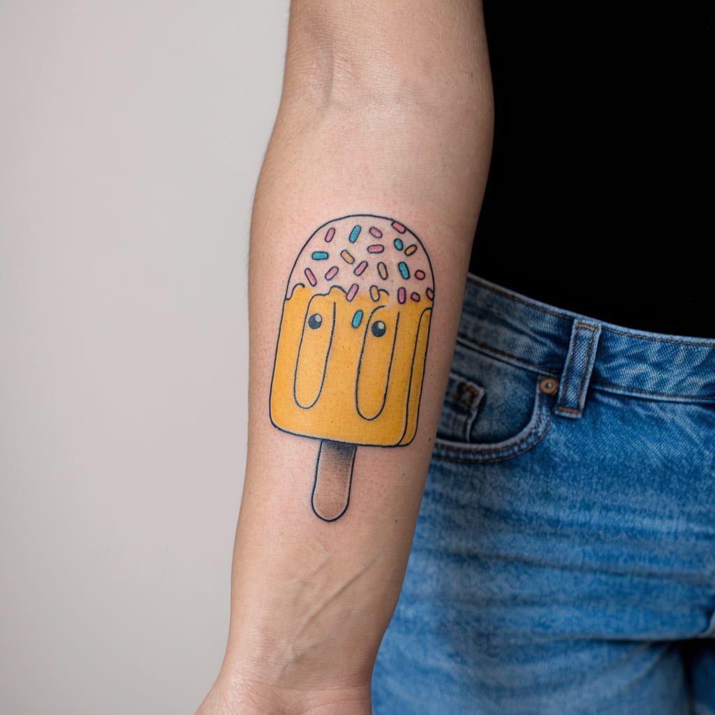 Lemon Popsicle with Sprinkles on the Forearm