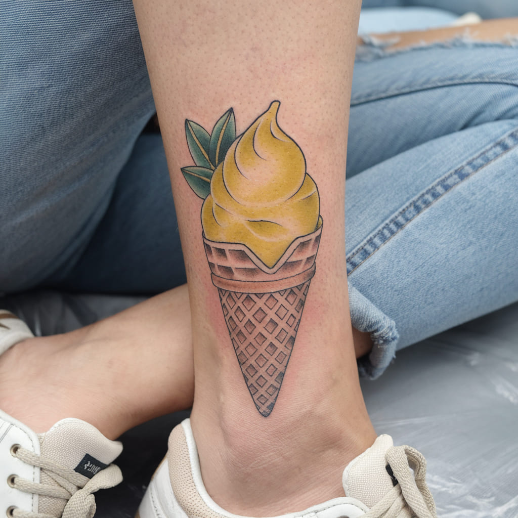 Lemon Sorbet in a Waffle Cone on the Ankle