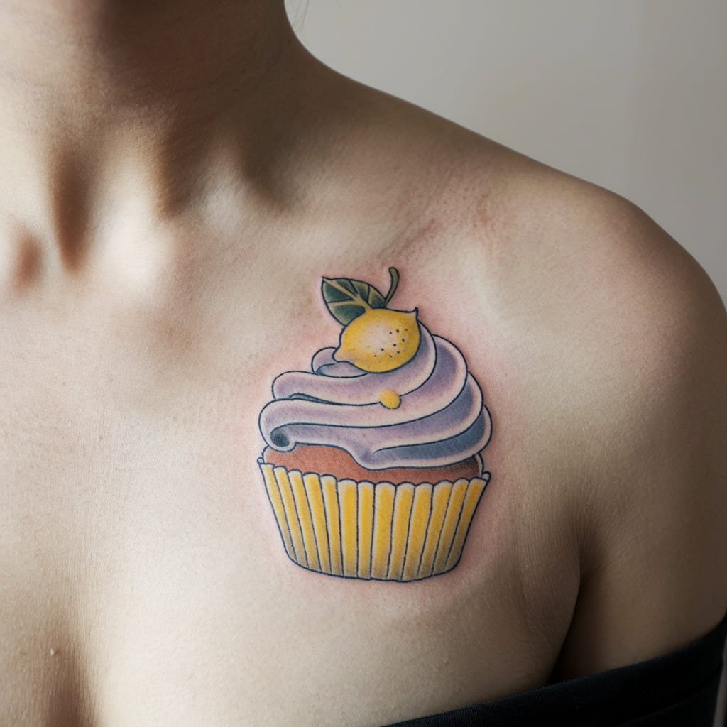 Lemon and Lavender Cupcake on the Collarbone