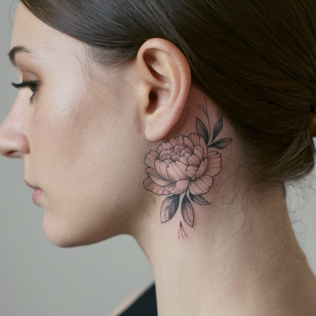 Mini Peony Behind the Ear