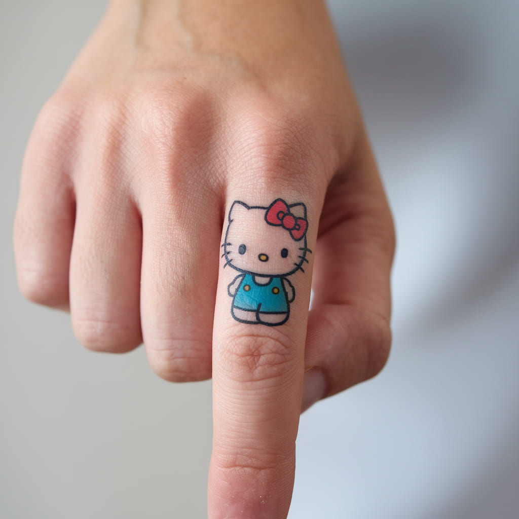 Miniature Hello Kitty on the Finger