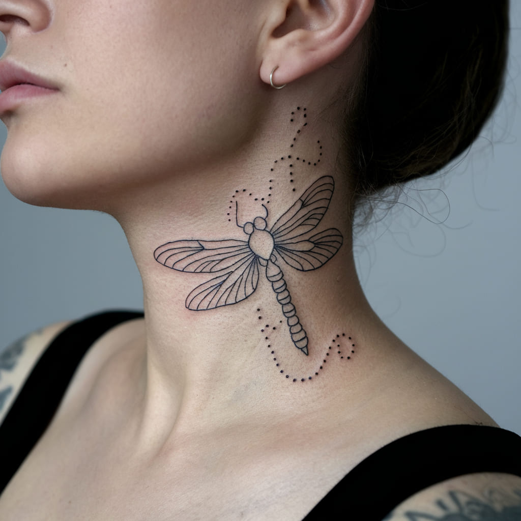 Minimalist Firefly on the Side of the Neck