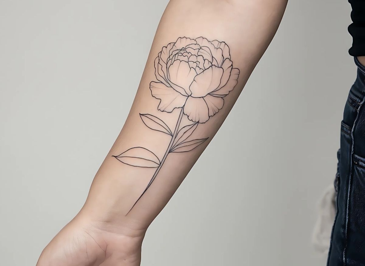 21 Simple Peony Tattoo Ideas That Radiate Minimalist Beauty