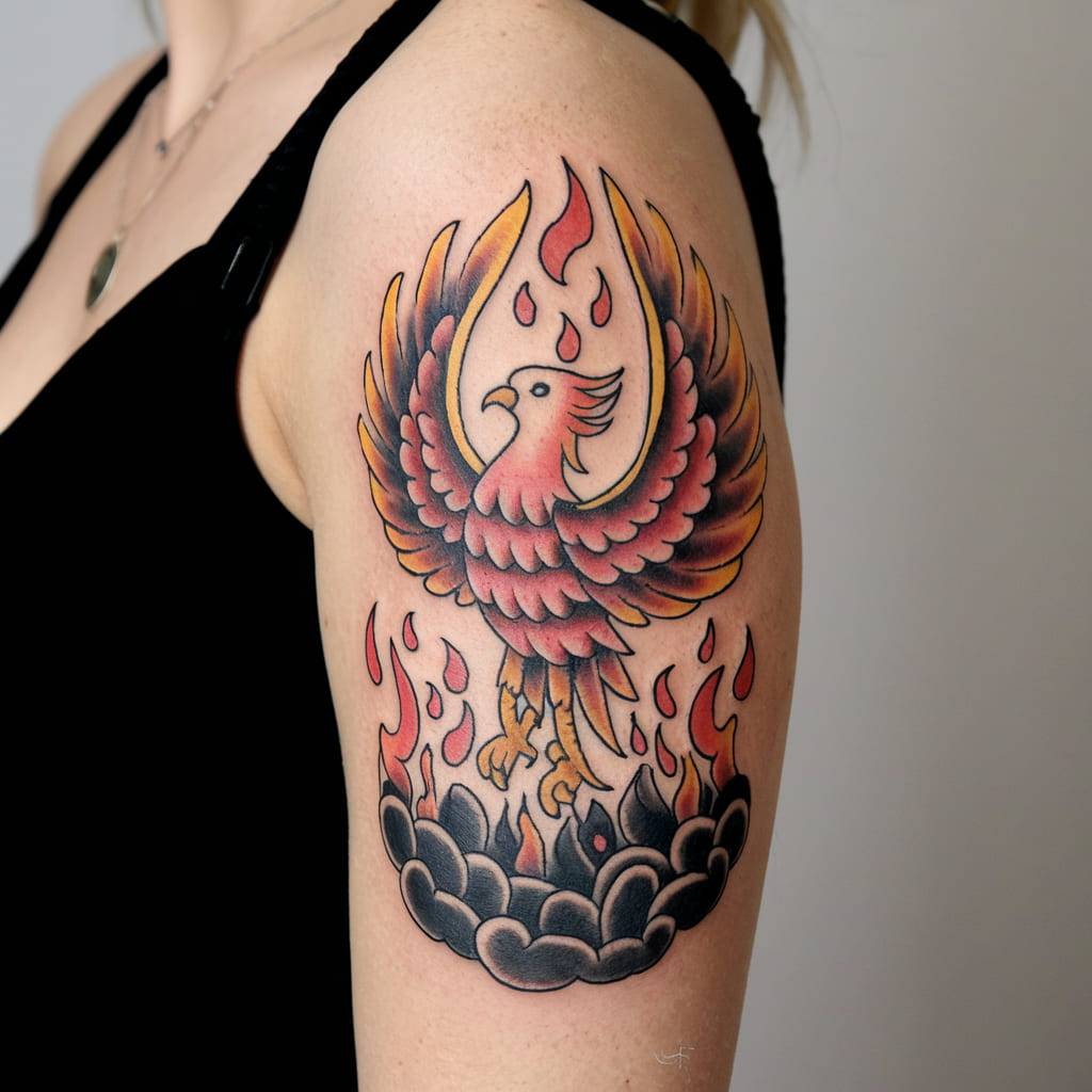 Phoenix with Flames and Smoke