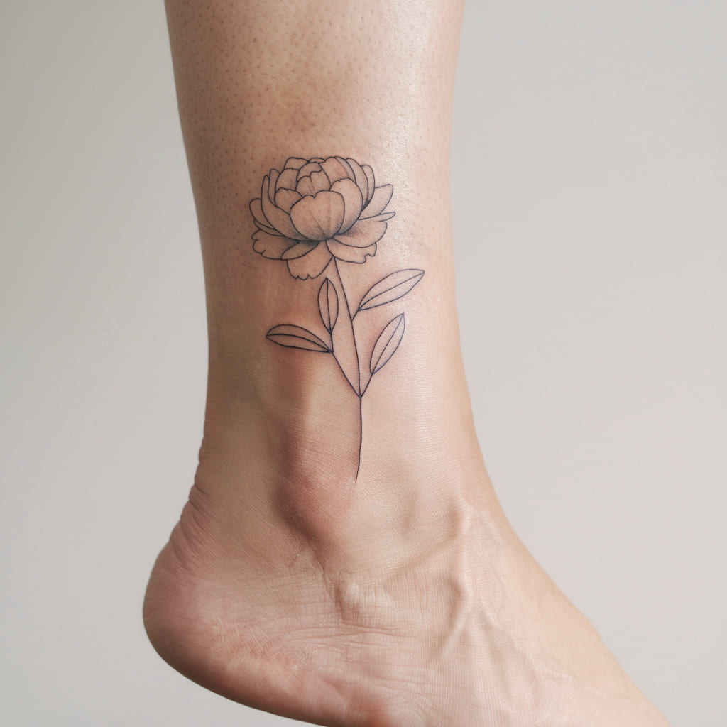 Simple Peony Stem on Ankle