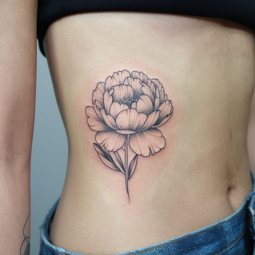 Simple Peony on Rib