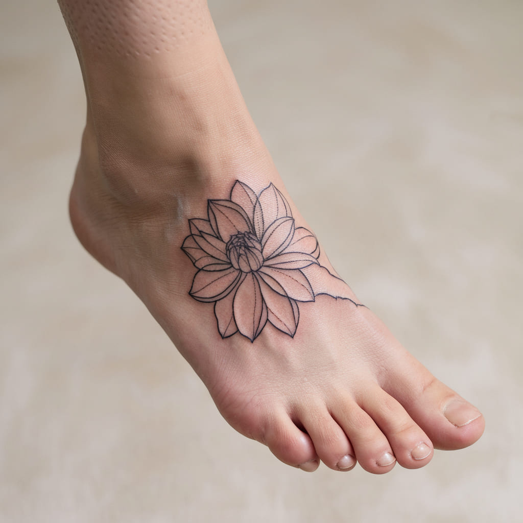 Single Line Dahlia on the Foot