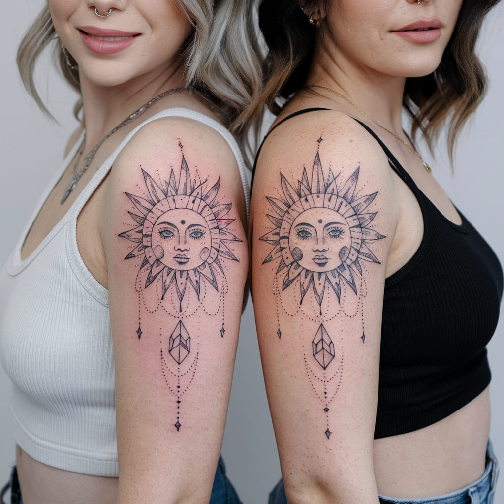 Sun and Moon with Crystal Accents