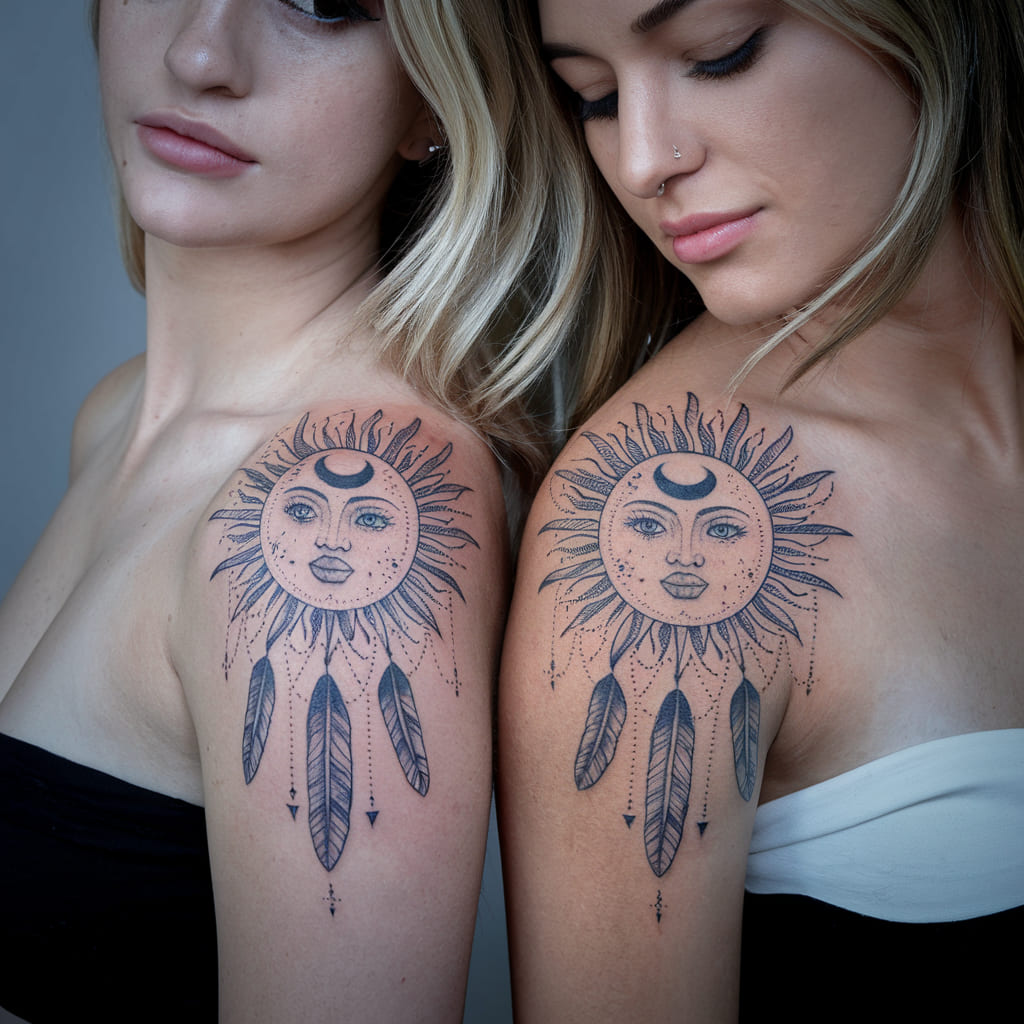 Sun and Moon with Feathers