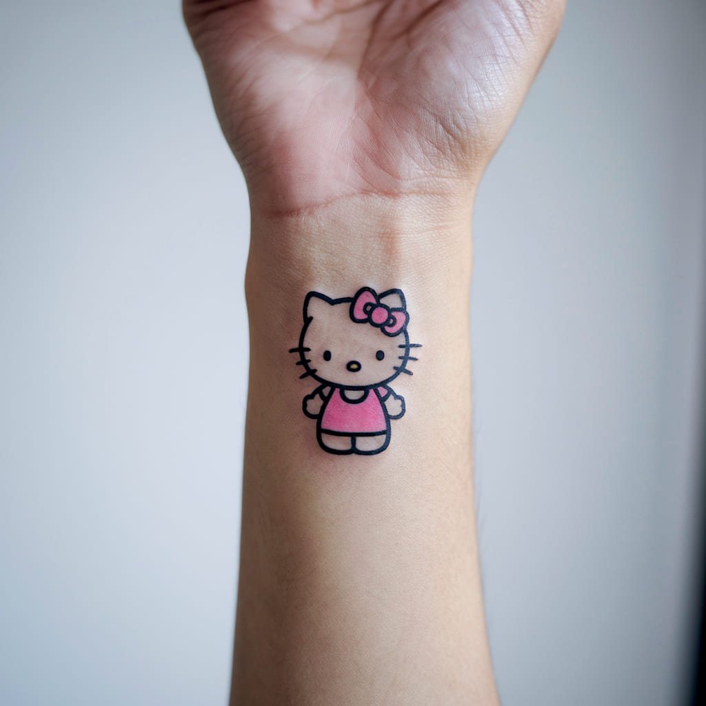 Tiny Hello Kitty Outline on the Wrist