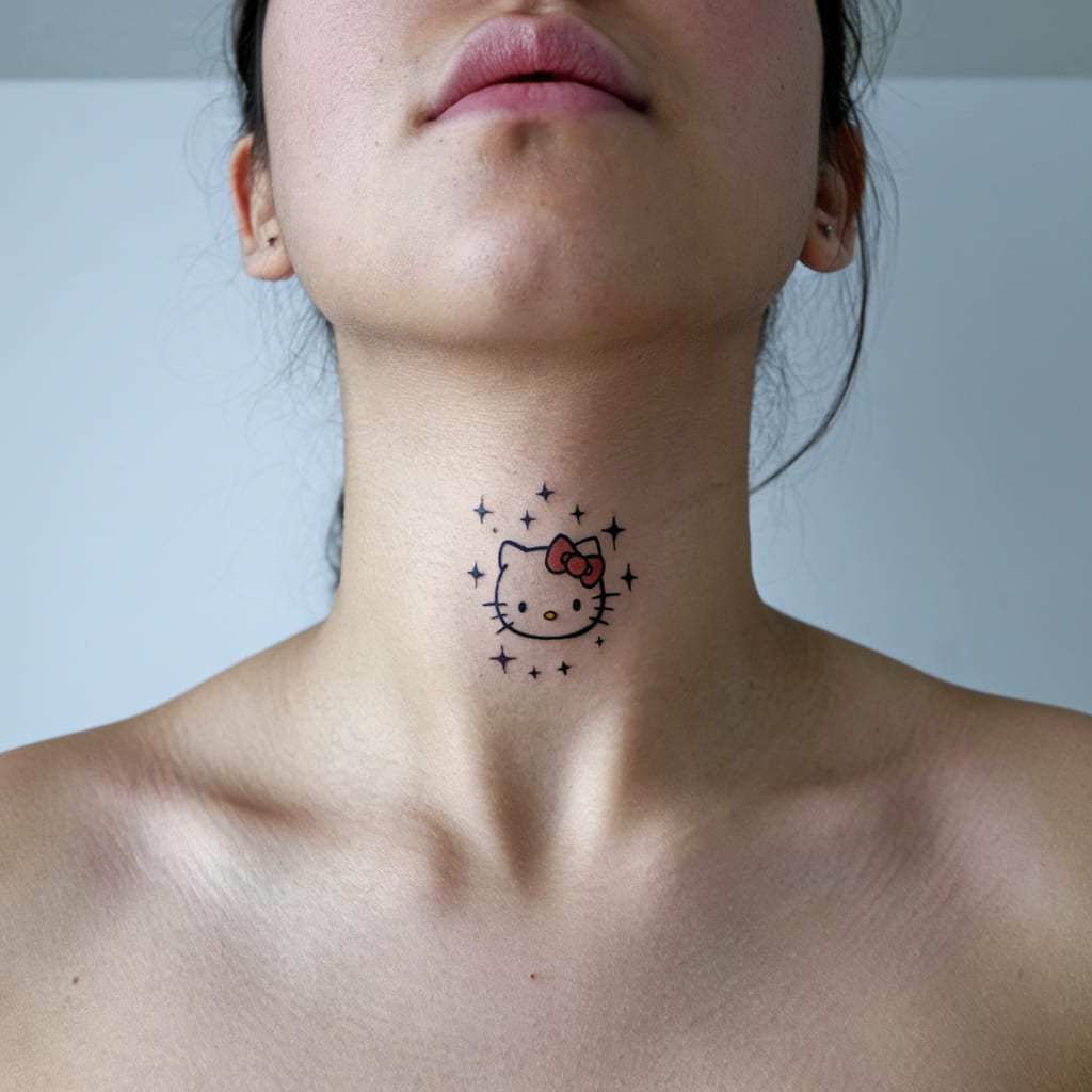 Tiny Hello Kitty and Stars on the Neck