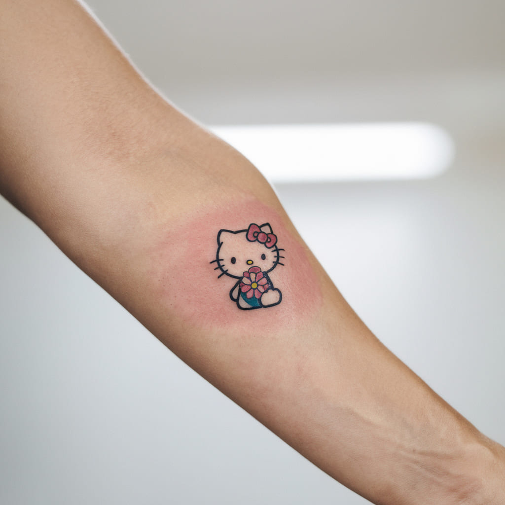 Tiny Hello Kitty with a Flower