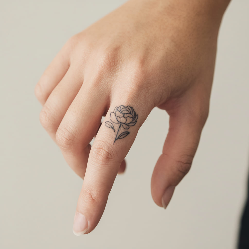 Tiny Peony on Finger