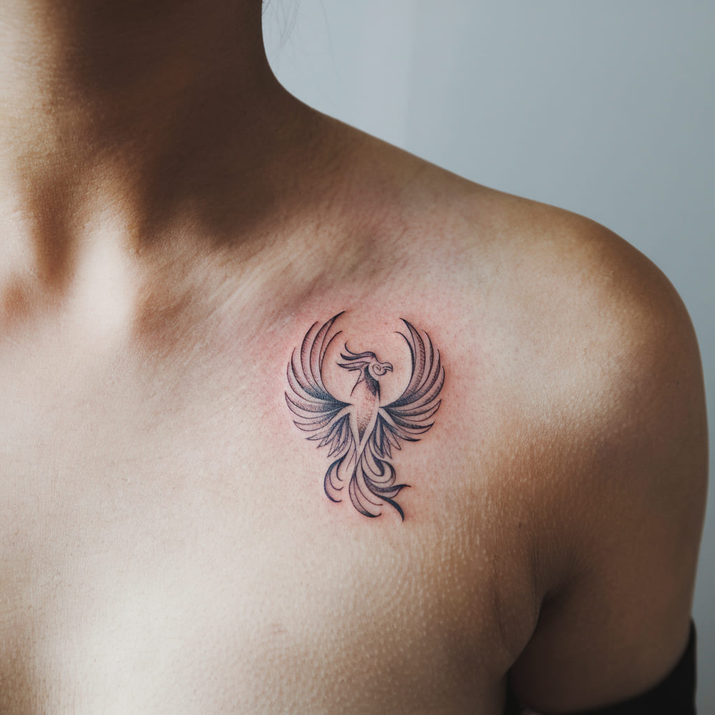 Tiny Phoenix on Collarbone