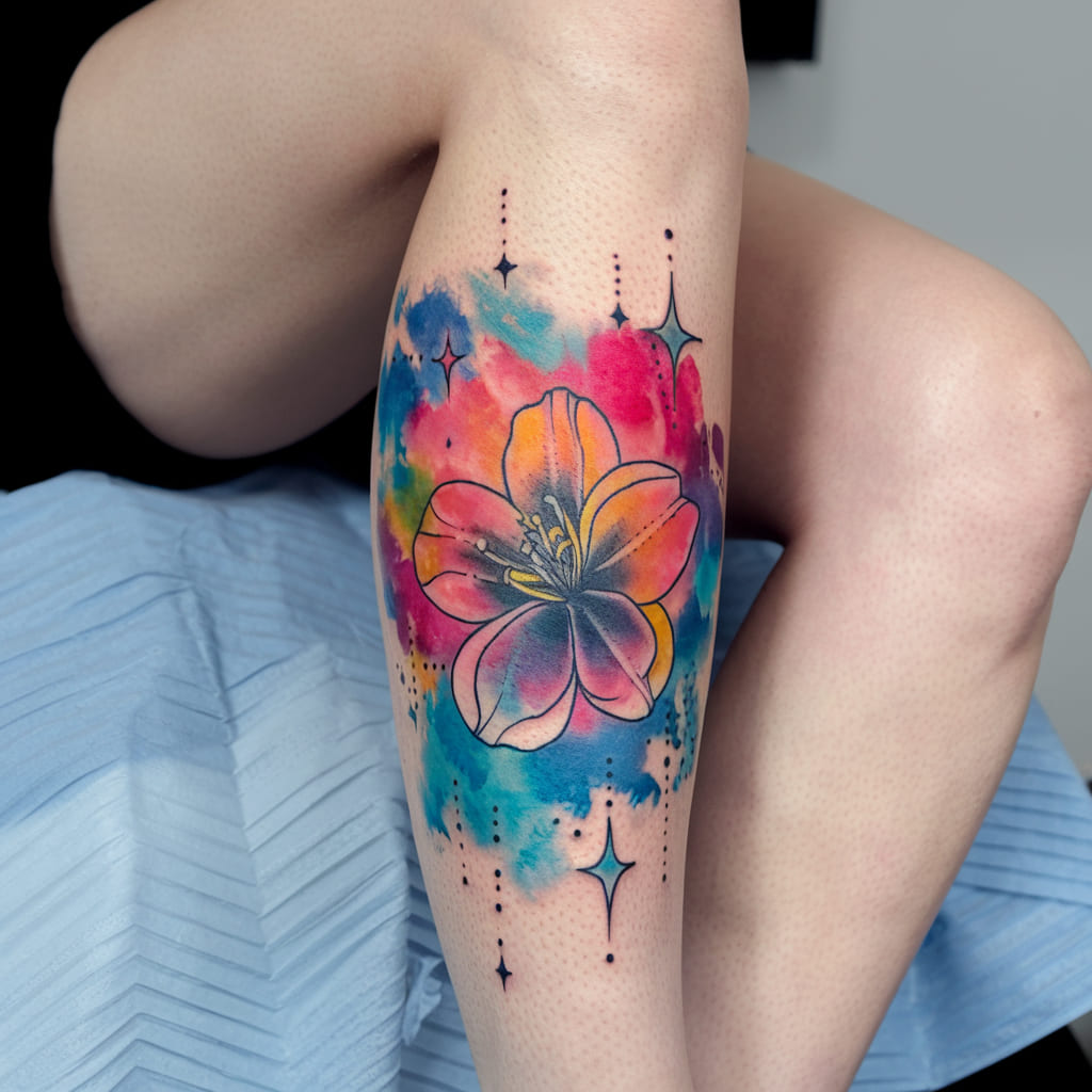 Vibrant Flower with Stars