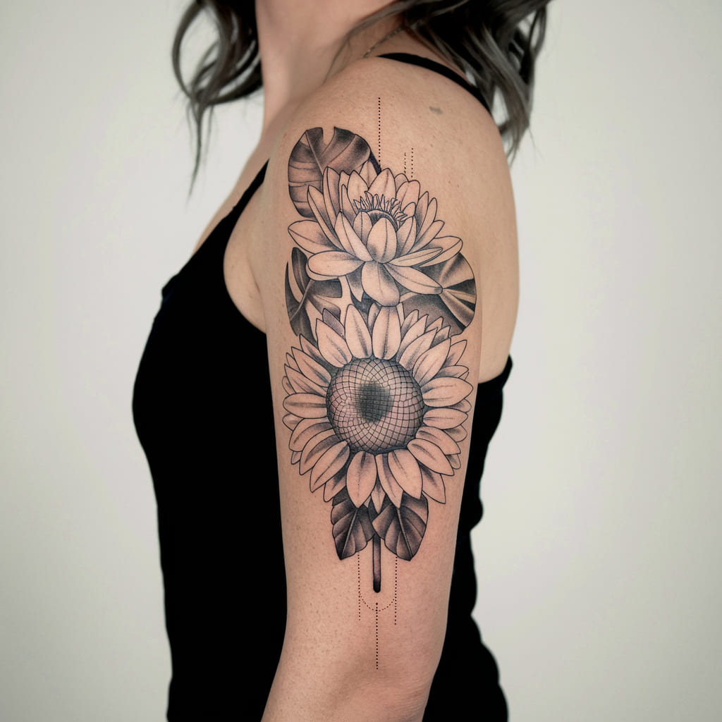 Water Lily and Sunflower Combo on the Arm