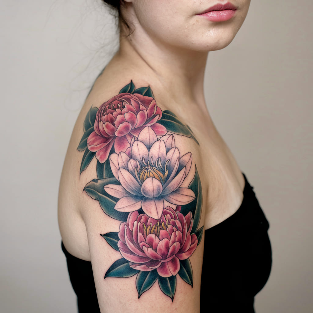 Water Lily with Peonies on the Shoulder