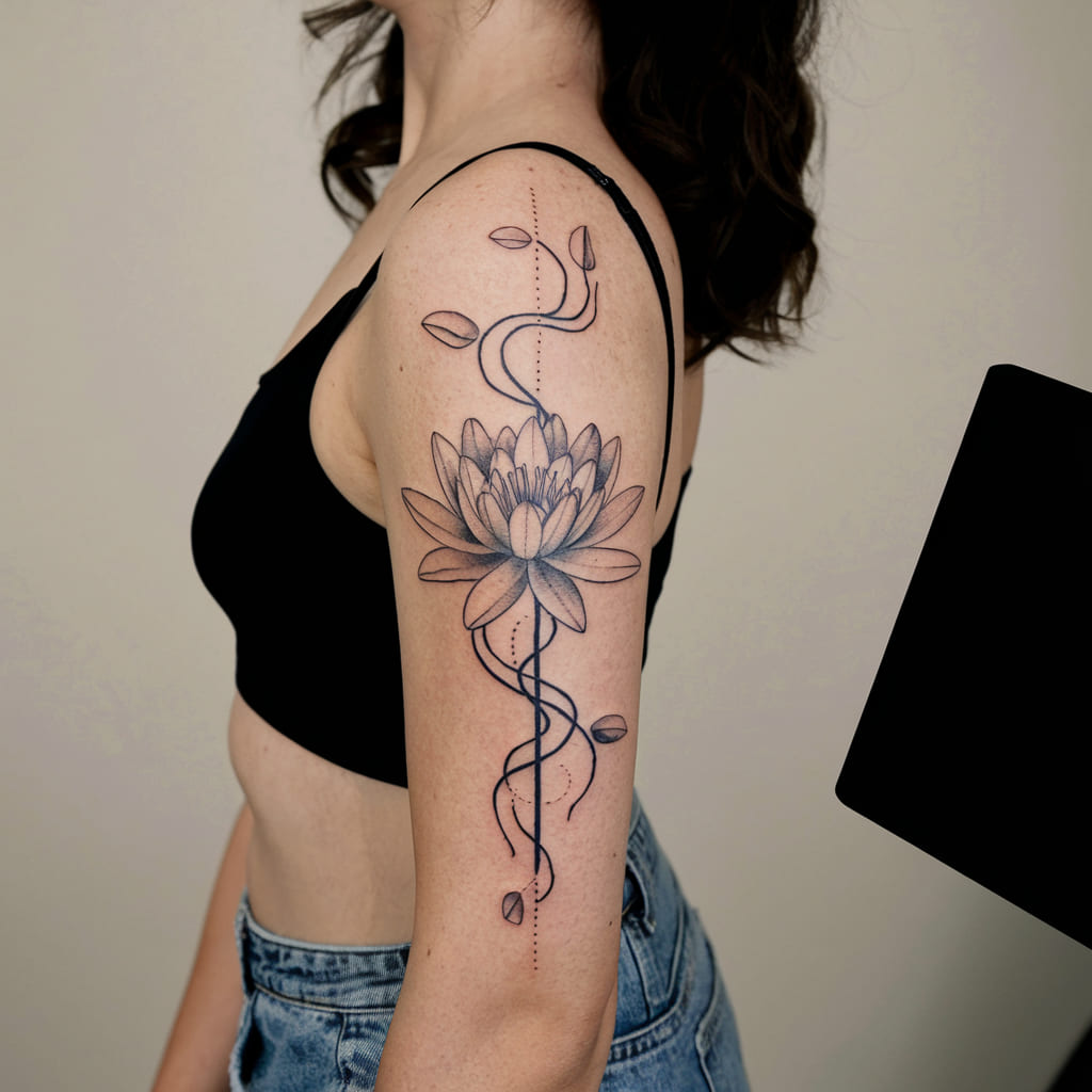 Water Lily with Vines on the Forearm