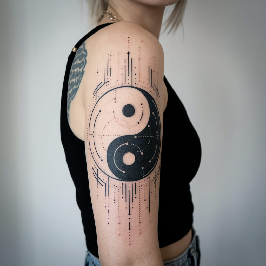 Abstract Tech Yin Yang Tattoo