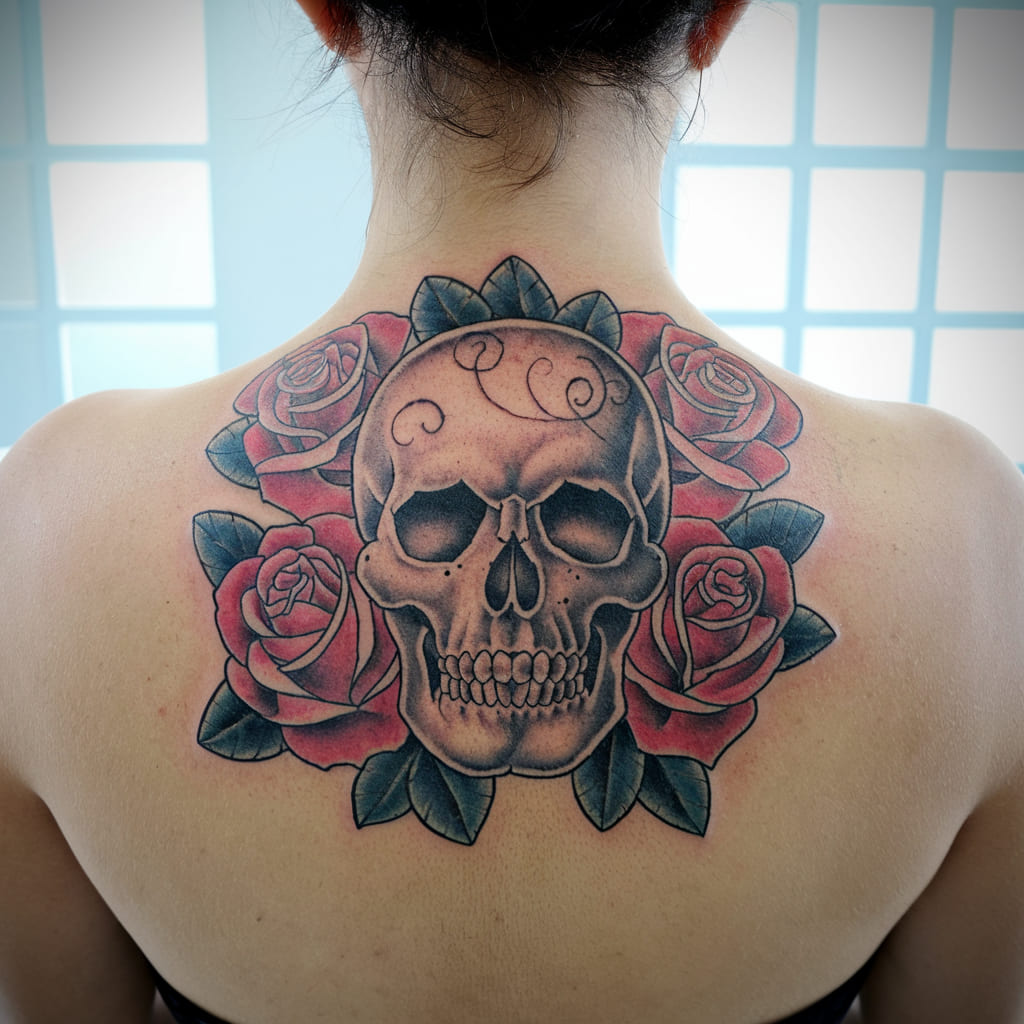 Artistic Skull With Roses