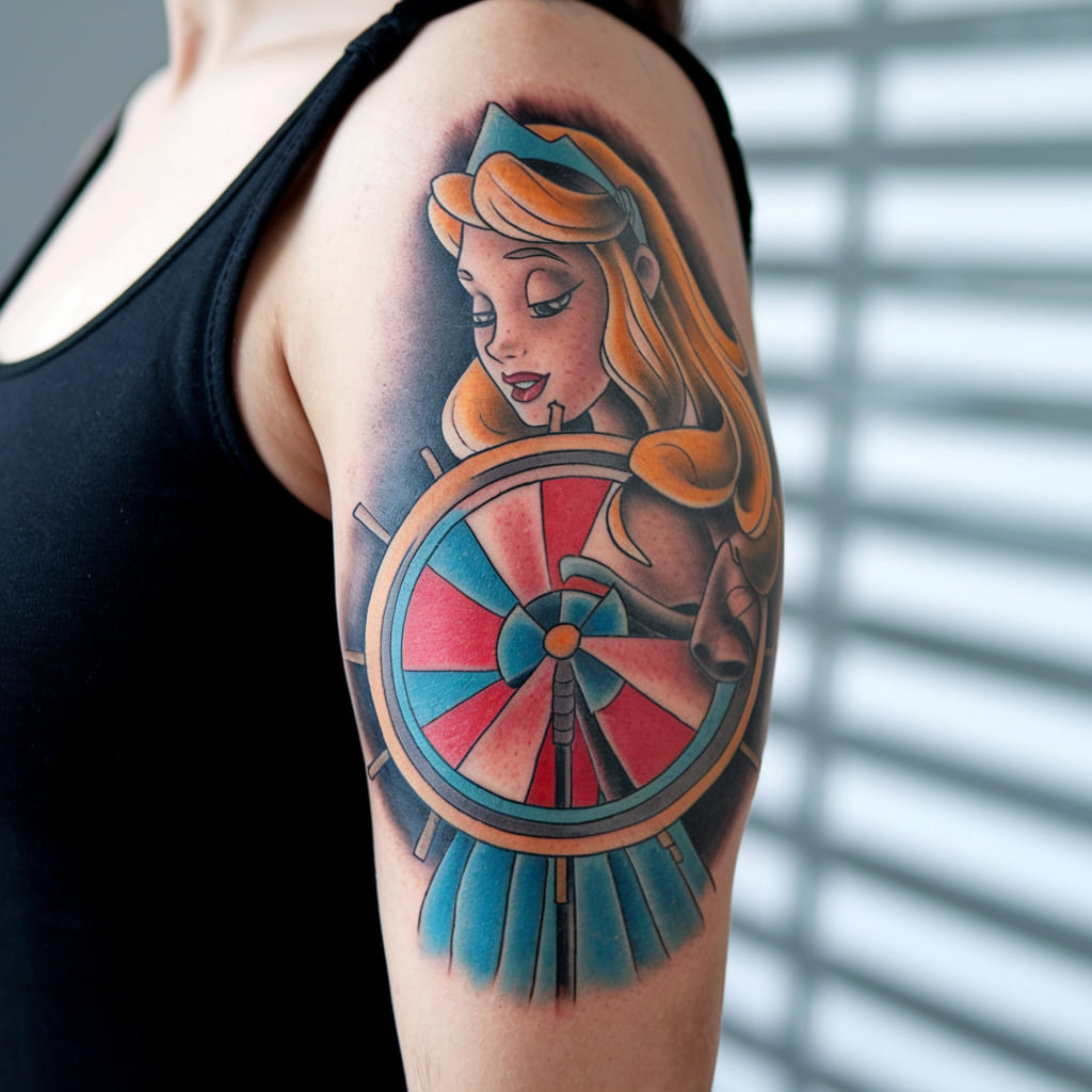 Aurora Spinning Wheel Tattoo