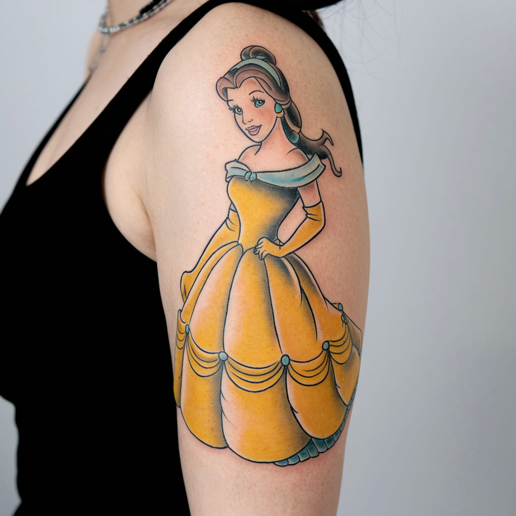 Belle Yellow Dress Tattoo