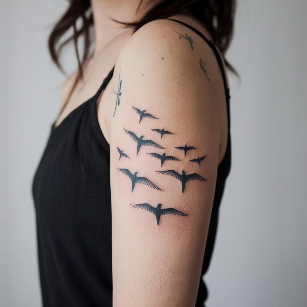 Birds in Flight Family Tattoo