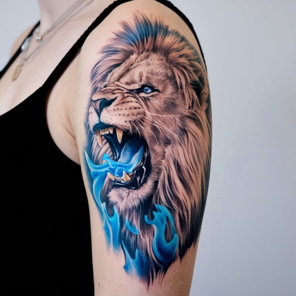 Blue Fire Animal Tattoo