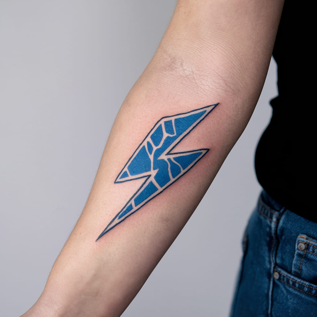 Blue Fire Lightning Bolt Tattoo