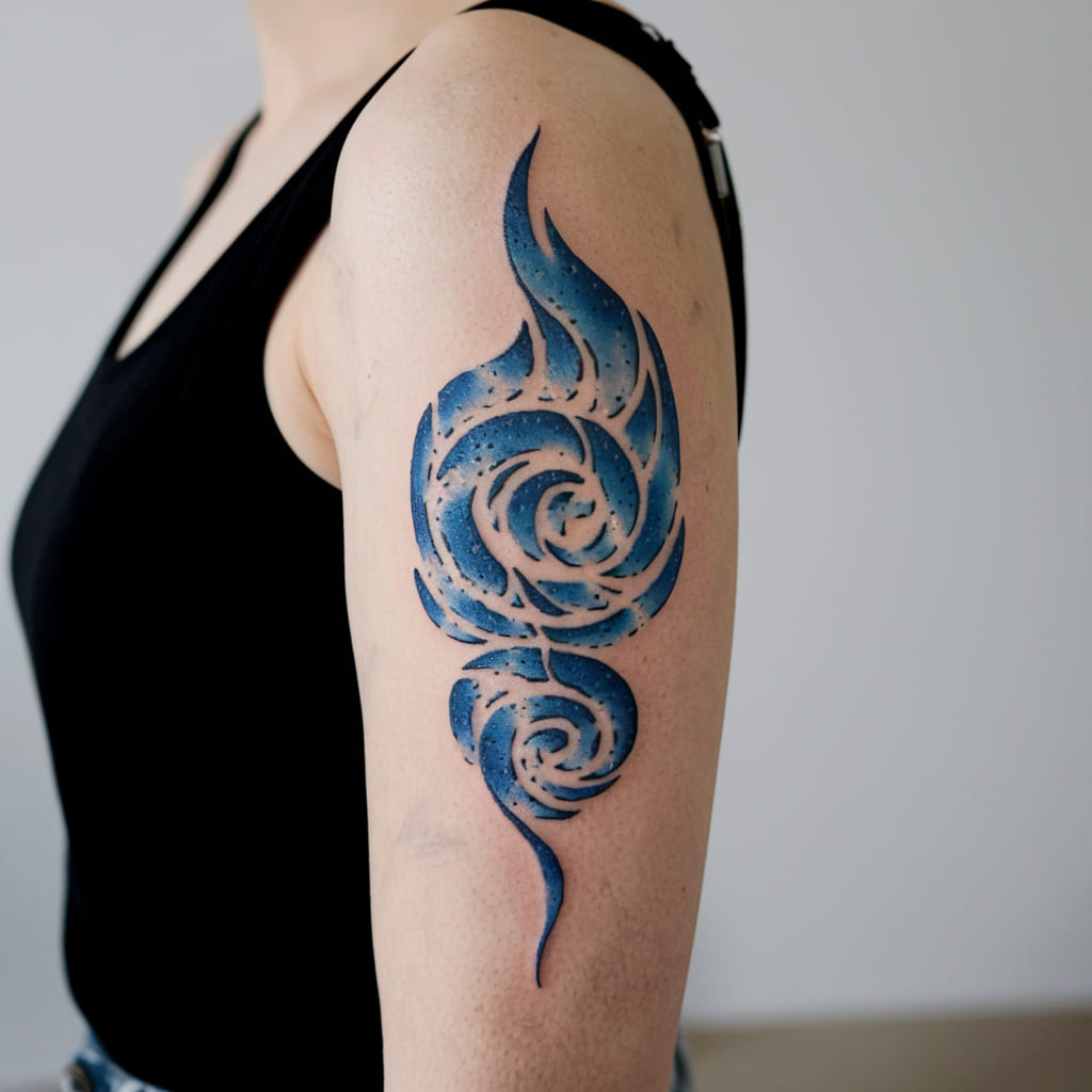 Blue Fire Spiral Tattoo