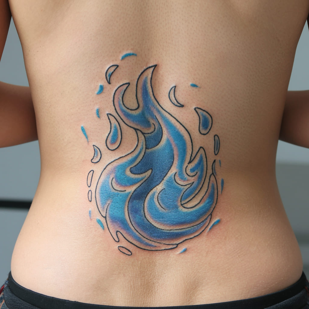 Blue Fire Swirls Tattoo